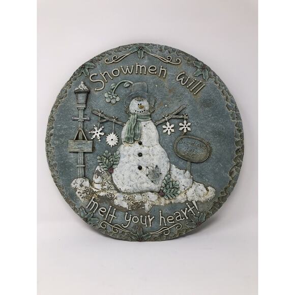 Snowmen Will Melt Your Heart Stepping Stone Wall Hanging Christmas Decor TCR - Picture 1 of 8